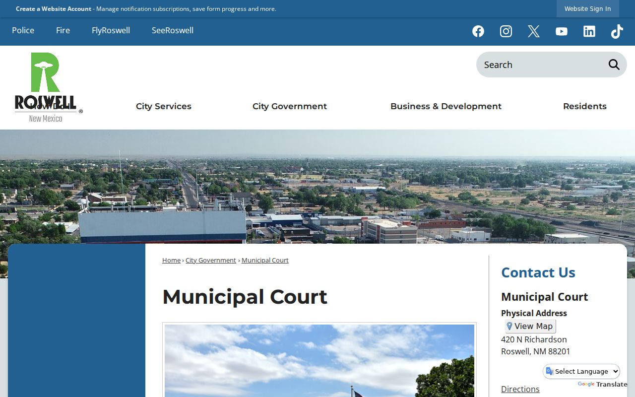Roswell criminal history and Municipal Court records page